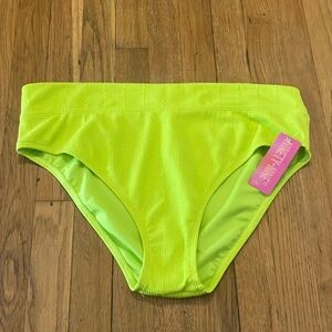NWT Ninety-Nine Neon Lime Banded hi waist hi leg swim bottom  size xxl juniors